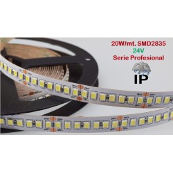 Tira LED 5 mts Flexible 24V 100W 980 Led SMD 2835 IP65 Blanco Cálido, Serie Profesional